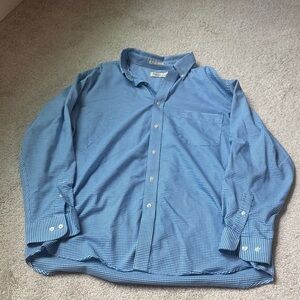Haggar Men's Blue Gingham Button Down Shirt